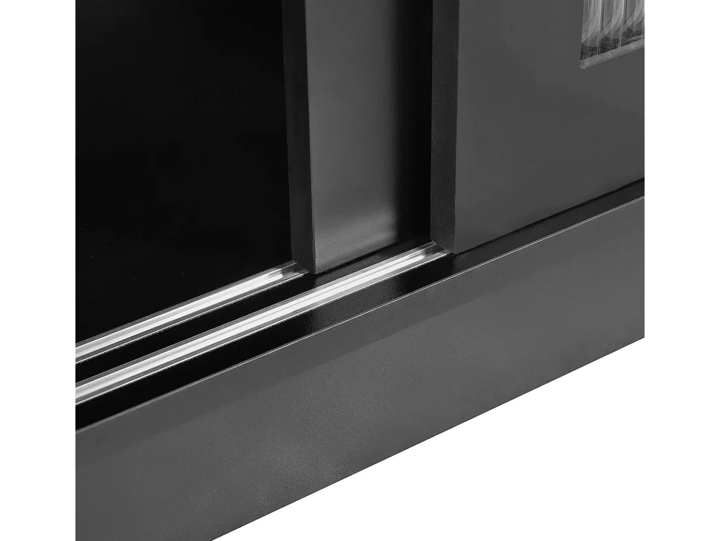 Mueble bar giratorio con 2 puertas de cristal - Tapa reversible - Negro