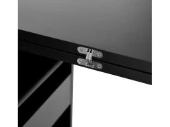 Mueble bar giratorio negro - Mesa de bar con 2 puertas de cristal y 2 compartimentos de almacenamiento abiertos - parte superior giratoria