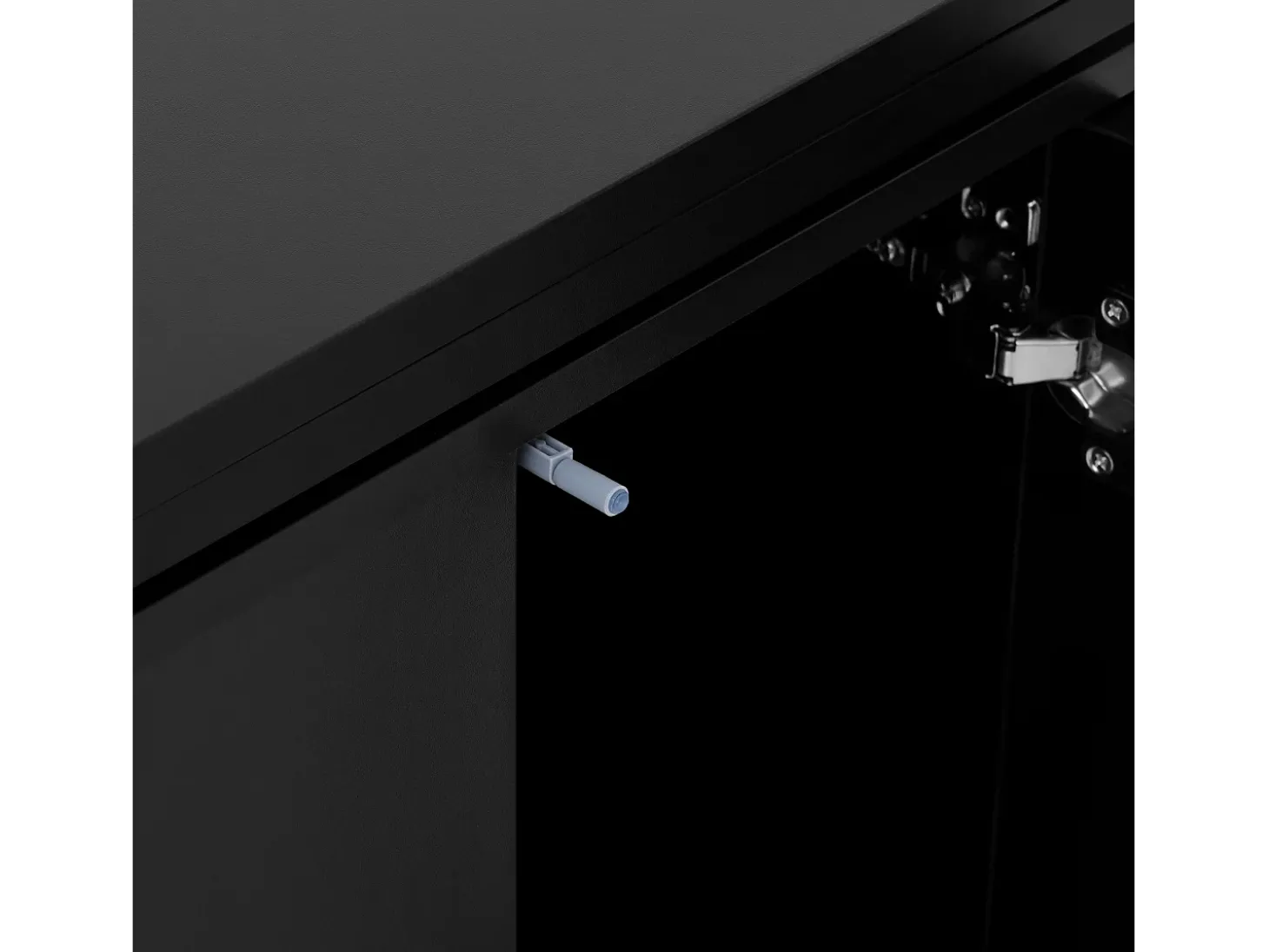 Mueble bar giratorio negro - Mesa de bar con 2 puertas de cristal y 2 compartimentos de almacenamiento abiertos - parte superior giratoria