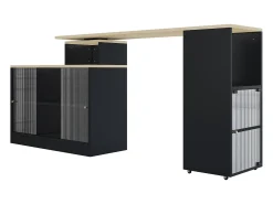 Mueble bar giratorio y retráctil、Aparador multifuncional - gran espacio de almacenamiento - Negro