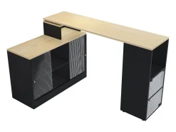 Mueble bar giratorio y retráctil、Aparador multifuncional - gran espacio de almacenamiento - Negro