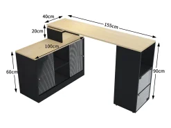 Mueble bar giratorio y retráctil、Aparador multifuncional - gran espacio de almacenamiento - Negro