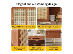 Mueble Buffet, Barra Giratoria Extensible - MDF - Con Almacenamiento Varios - Marrón