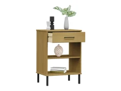 Mueble consola con patas de metal Marrón Madera maciza de pino OSLO