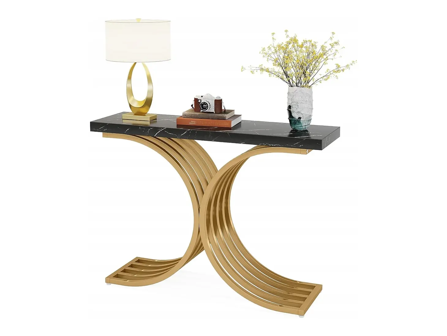 Mueble Consola, Mesa de Consola Blanca, 100 x 30 x 80 cm Pequeña Mesa de Presentación (Negro)