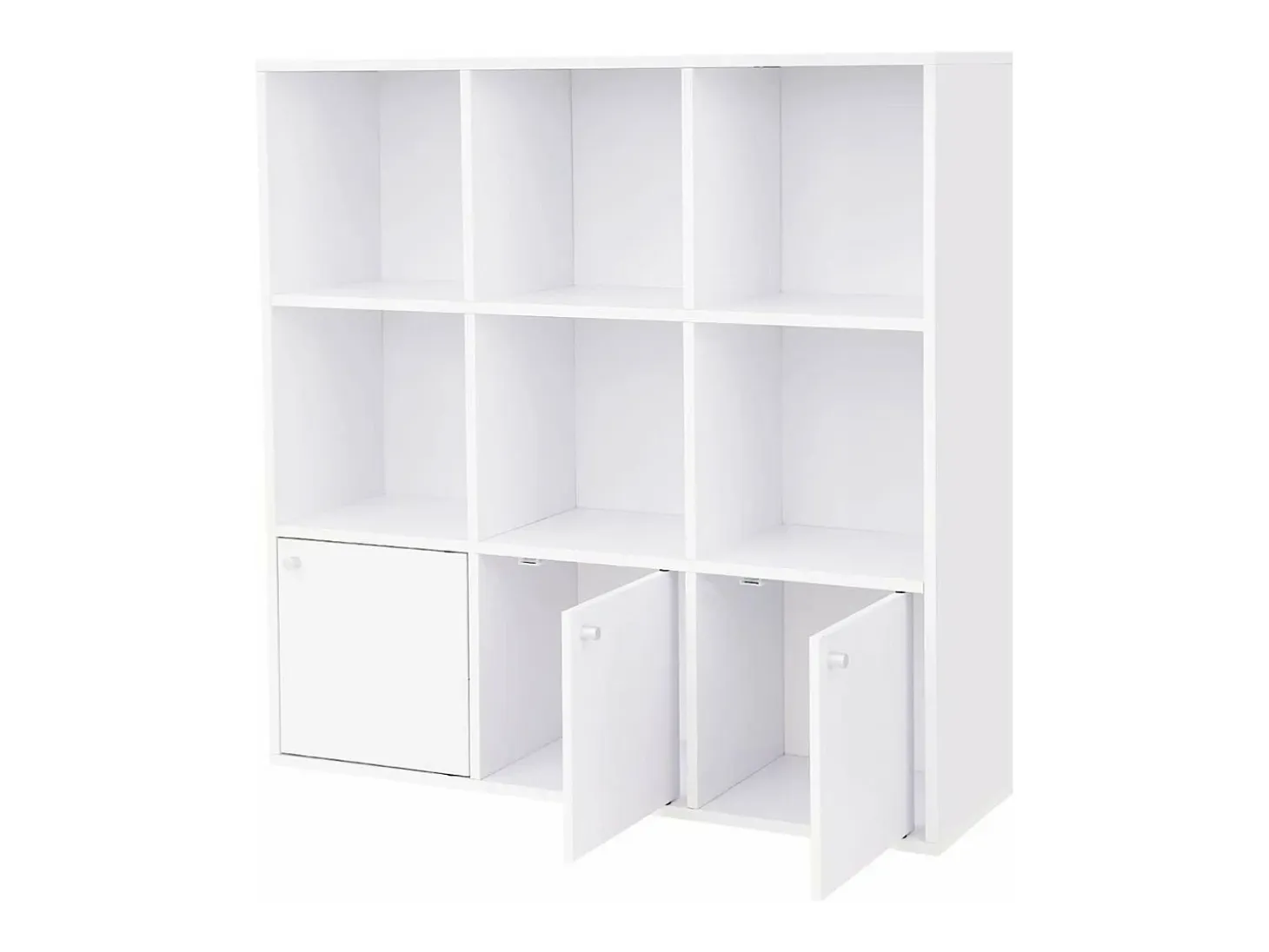 Mueble de almacenamiento blanco de 9 compartimentos con 3 puertas - L97,5 cm