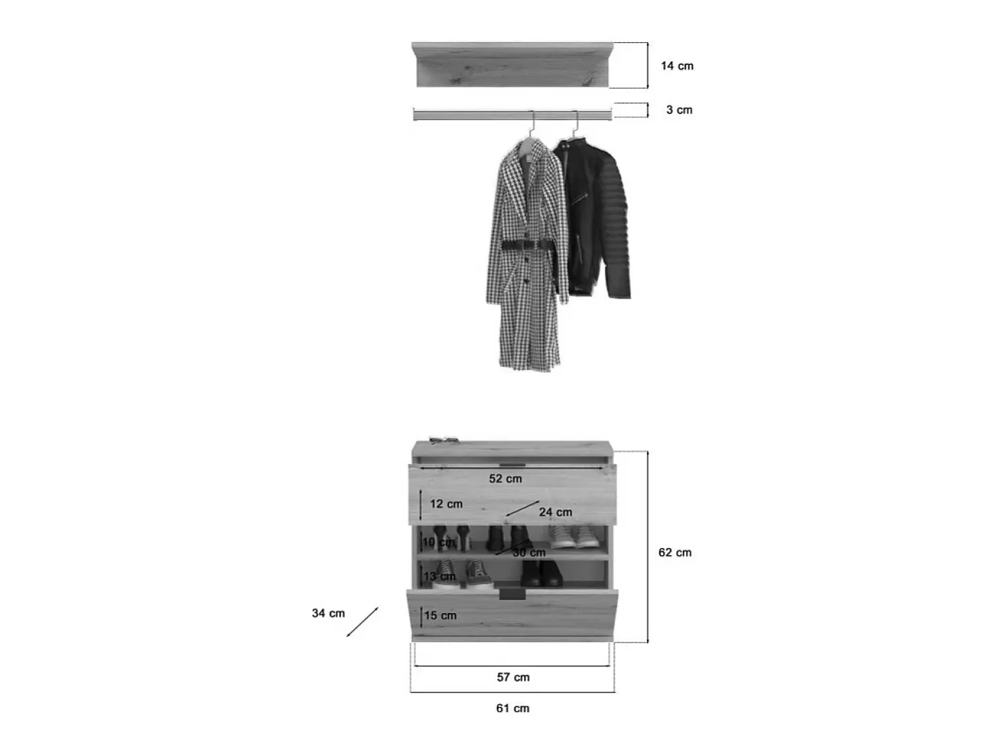 Mueble de almacenamiento 2 cajones – Roble claro – BODITE