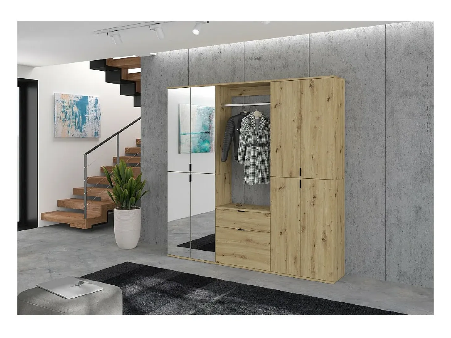 Mueble de almacenamiento 2 cajones – Roble claro – BODITE