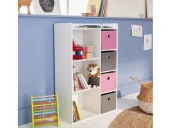 Mueble de almacenamiento para niños 4 cestas rosa