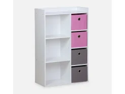 Mueble de almacenamiento para niños 4 cestas rosa