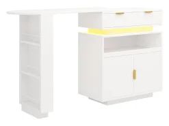 Mueble de bar - con iluminación LED - rotación a 360° - con espacio de almacenamiento - blanco