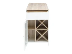 Mueble de bar con almacenamiento - Blanco y natural - NIRAYA