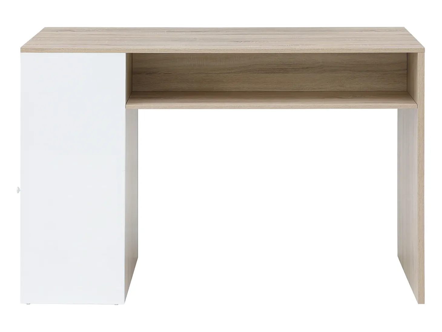 Mueble de bar con almacenamiento - Blanco y natural - NIRAYA