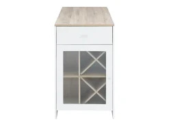 Mueble de bar con almacenamiento - Blanco y natural - NIRAYA
