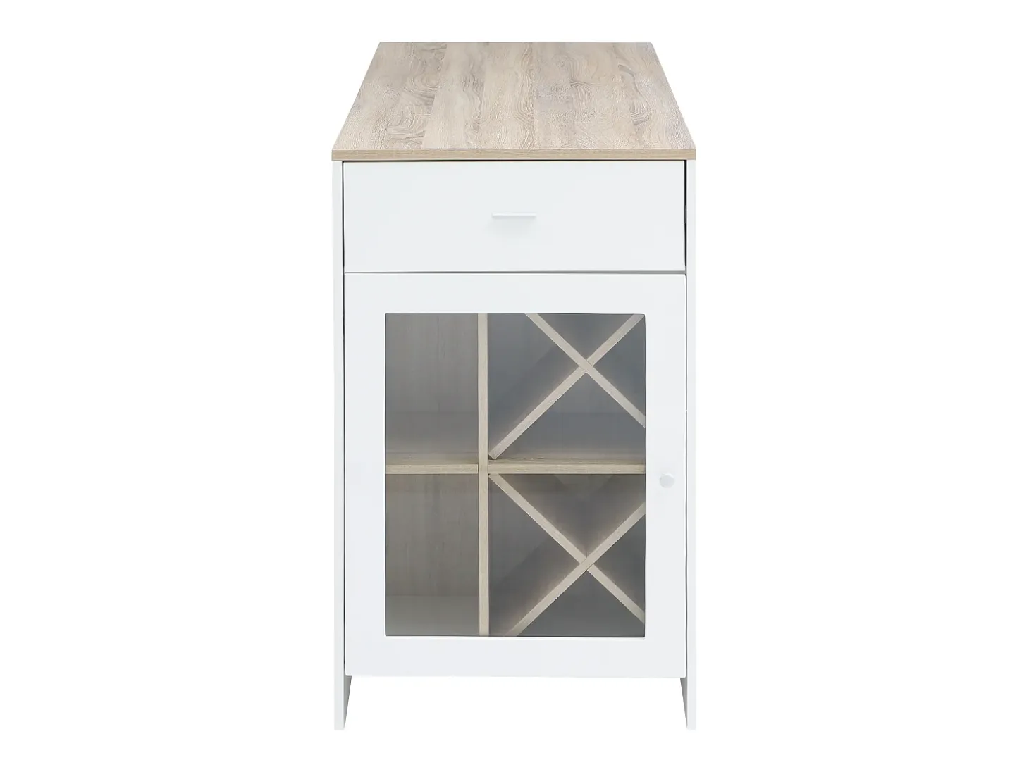 Mueble de bar con almacenamiento - Blanco y natural - NIRAYA
