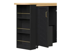 Mueble de bar extensible - pivotante - 228x39x104cm - con 2 puertas y 3 cajones - con estantes laterales - Negro