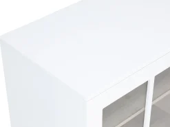 Mueble de bar giratorio con almacenamiento de MDF, vidrio templado - Blanco y natural - ARAMETA