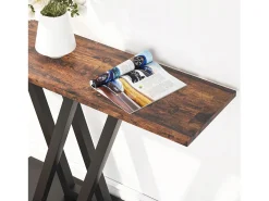 Mueble de consola, Consola de entrada para el pasillo industrial, Mesas de entrada de 110 cm, Mesa de sofá estrecha para el salón, Marrón rústico