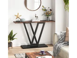 Mueble de consola, Consola de entrada para el pasillo industrial, Mesas de entrada de 110 cm, Mesa de sofá estrecha para el salón, Marrón rústico