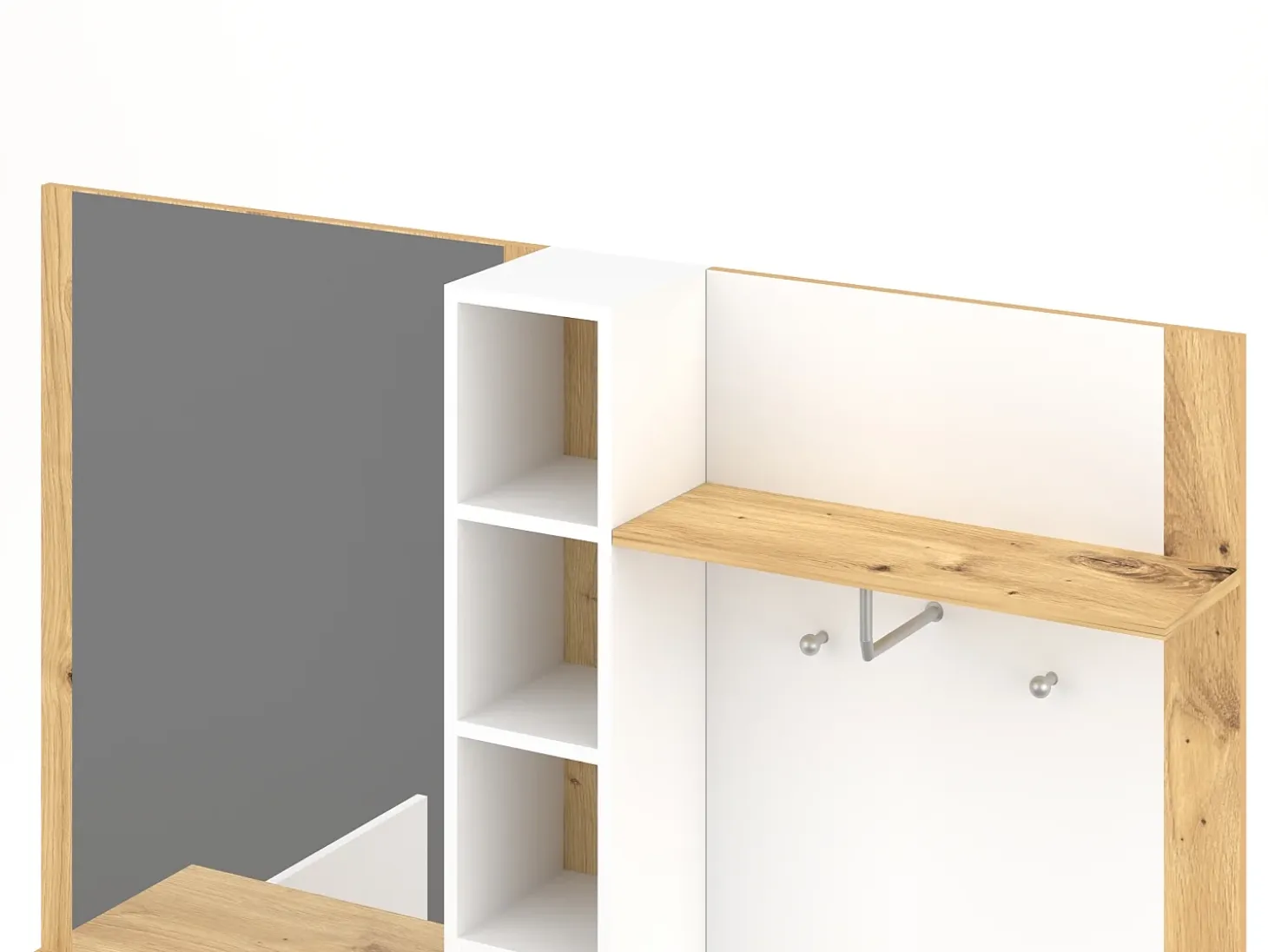 Mueble de entrada Barry roble artesanal / blanco 150 cm