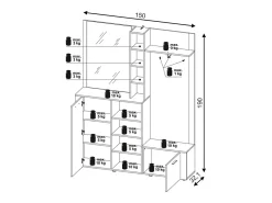 Mueble de entrada Barry roble artesanal / blanco 150 cm