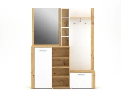 Mueble de entrada Barry roble artesanal / blanco 150 cm