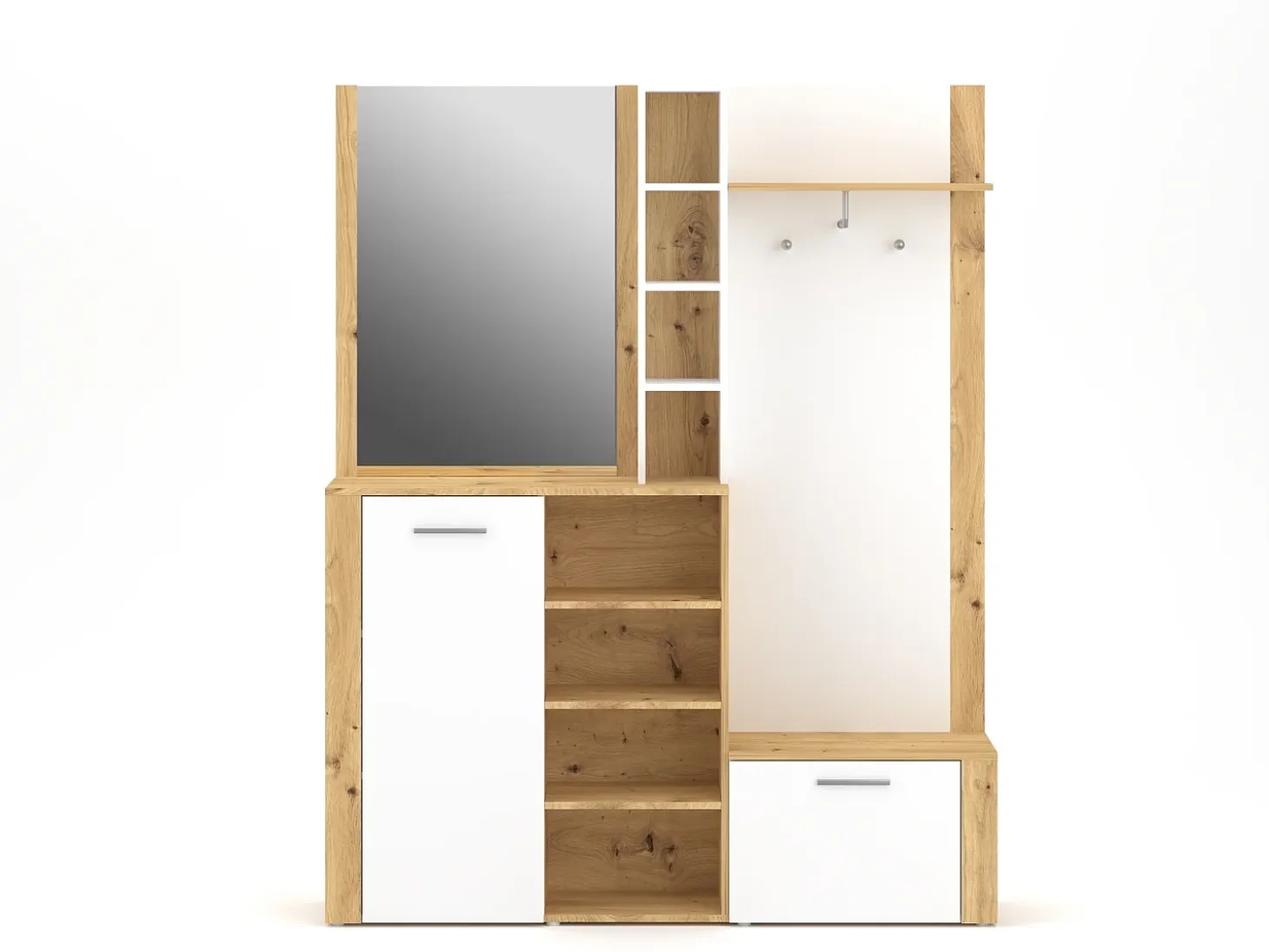 Mueble de entrada Barry roble artesanal / blanco 150 cm