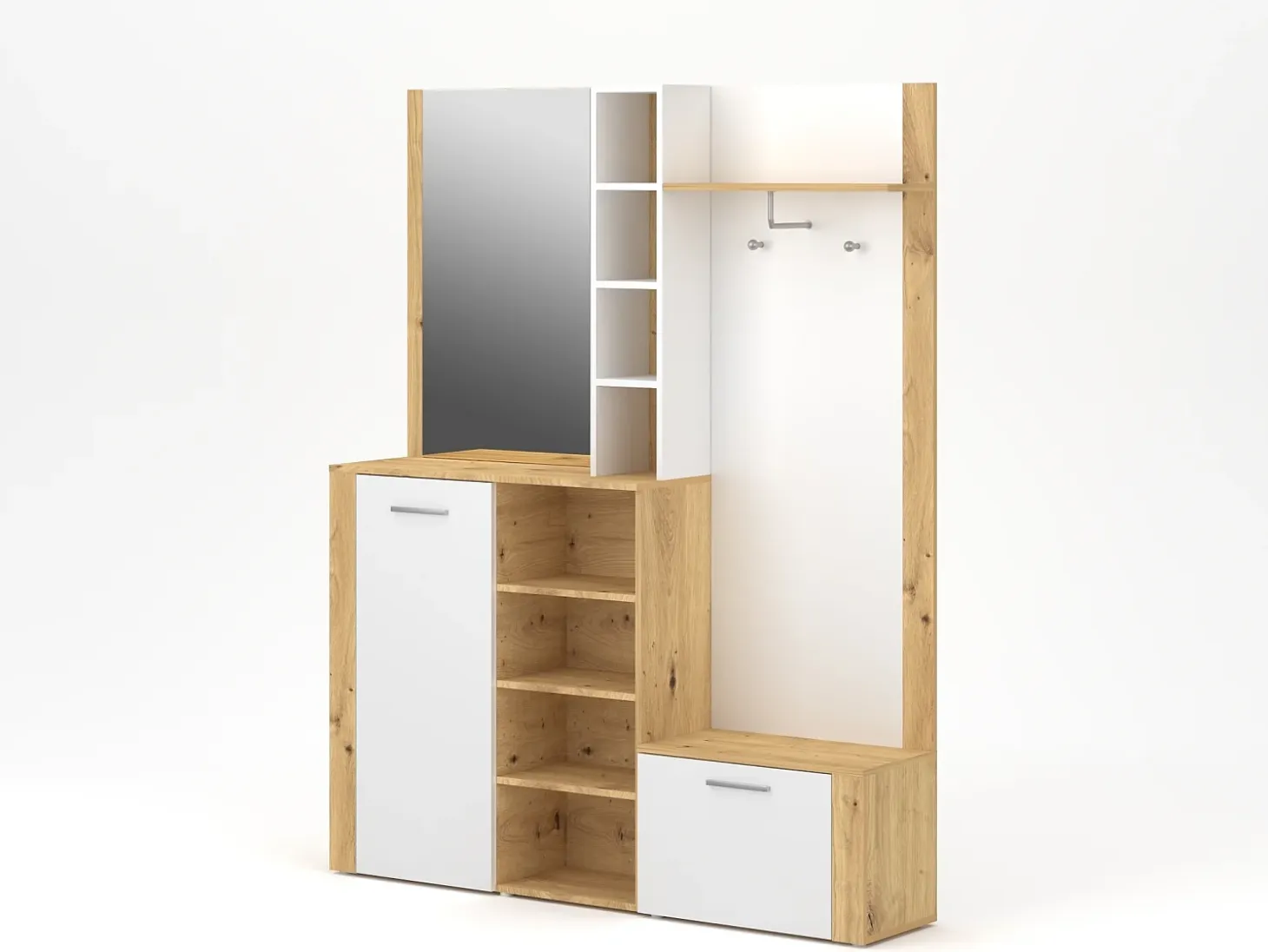 Mueble de entrada Barry roble artesanal / blanco 150 cm