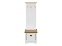 Mueble de entrada con ganchos BODO blanco y marrón 50x40x157 cm