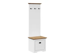 Mueble de entrada con ganchos BODO blanco y marrón 50x40x157 cm