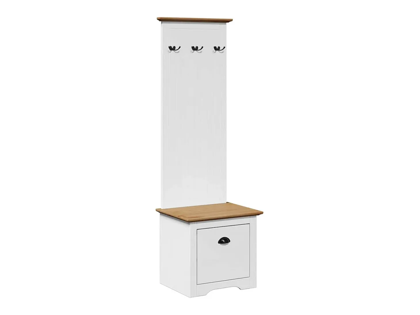 Mueble de entrada con ganchos BODO blanco y marrón 50x40x157 cm