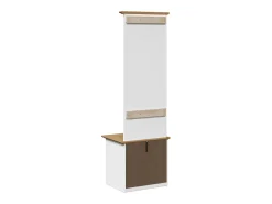 Mueble de entrada con ganchos BODO blanco y marrón 50x40x157 cm