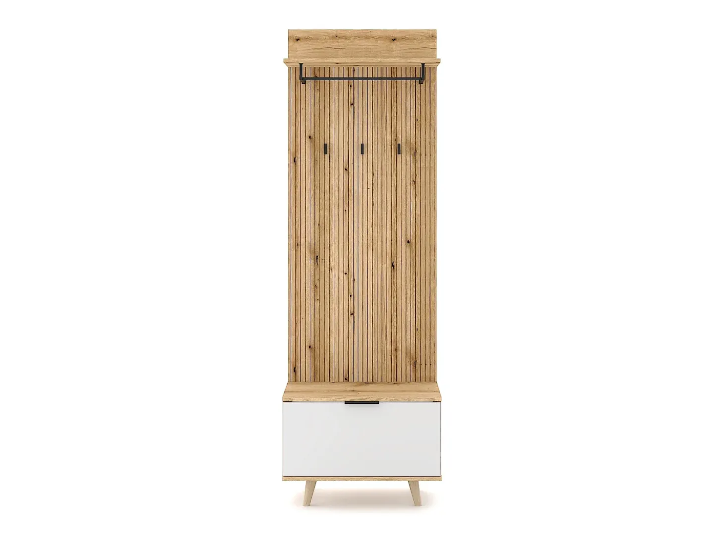 Mueble de entrada Nordic D roble evoke / tabilla / blanco 65 cm