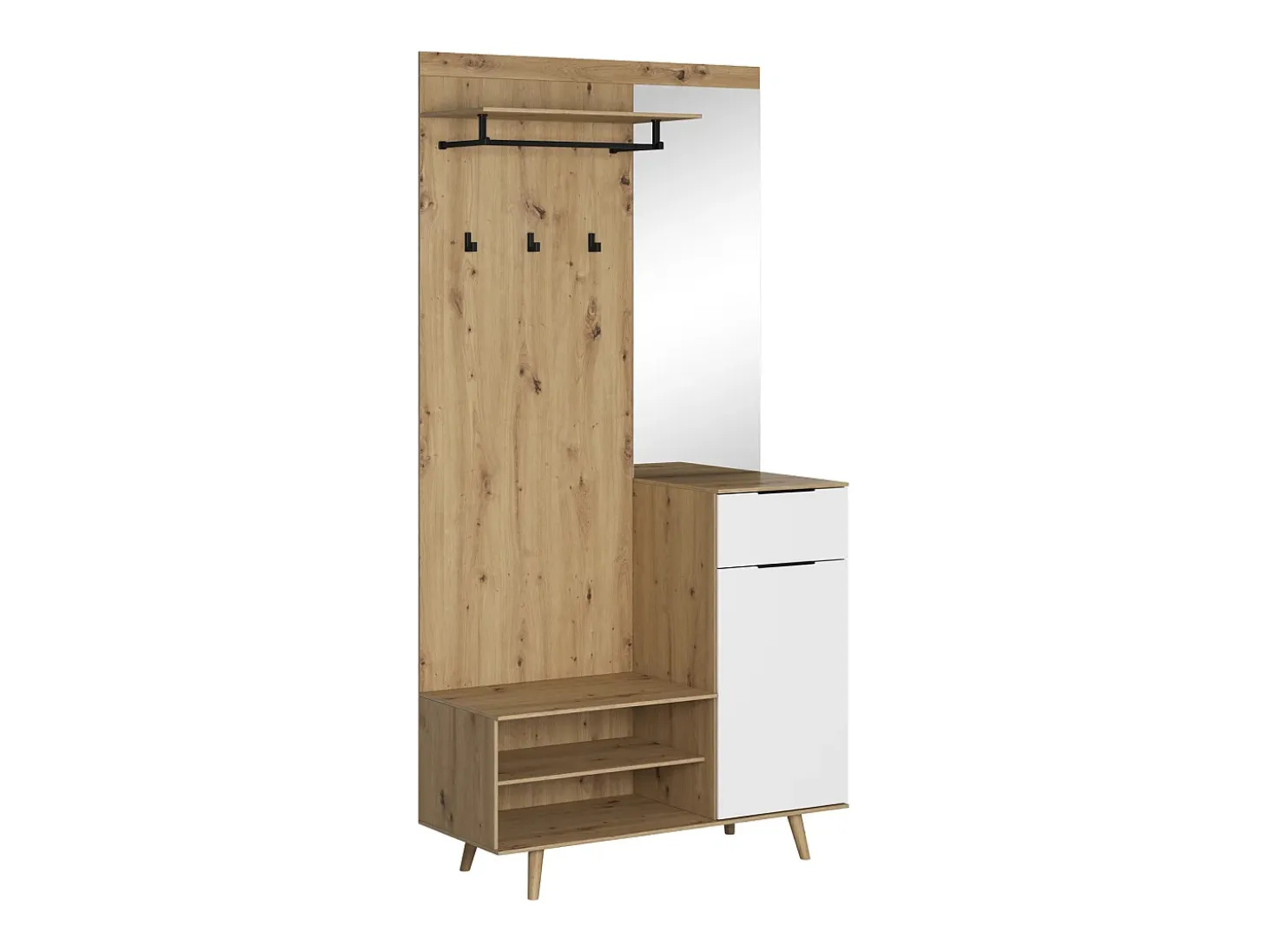 Mueble de entrada Nordic B roble artesanal / blanco 100 cm