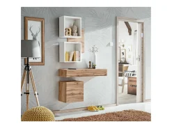 Mueble de entrada TORTH 3 – Conjunto completo – Color roble y blanco – Diseño moderno y funcional