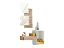 Mueble de entrada TORTH 1 – Conjunto completo – Color roble y blanco – Diseño moderno y práctico