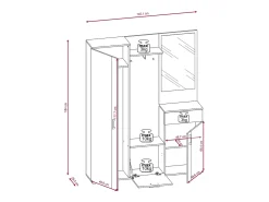 Mueble de entrada Trio roble artesanal / blanco 145 cm