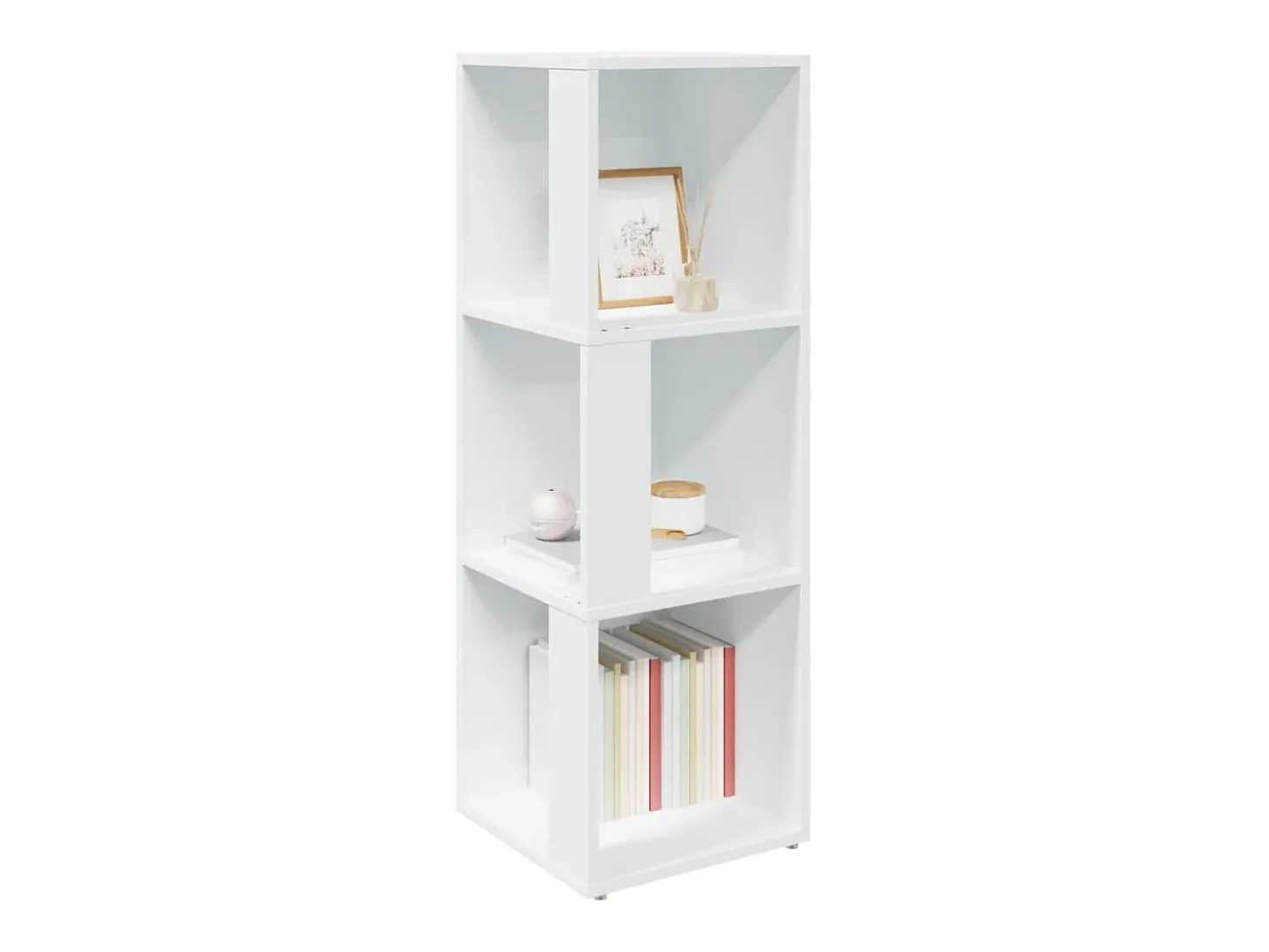 Mueble de esquina madera contrachapada blanco 33x33x100 cm