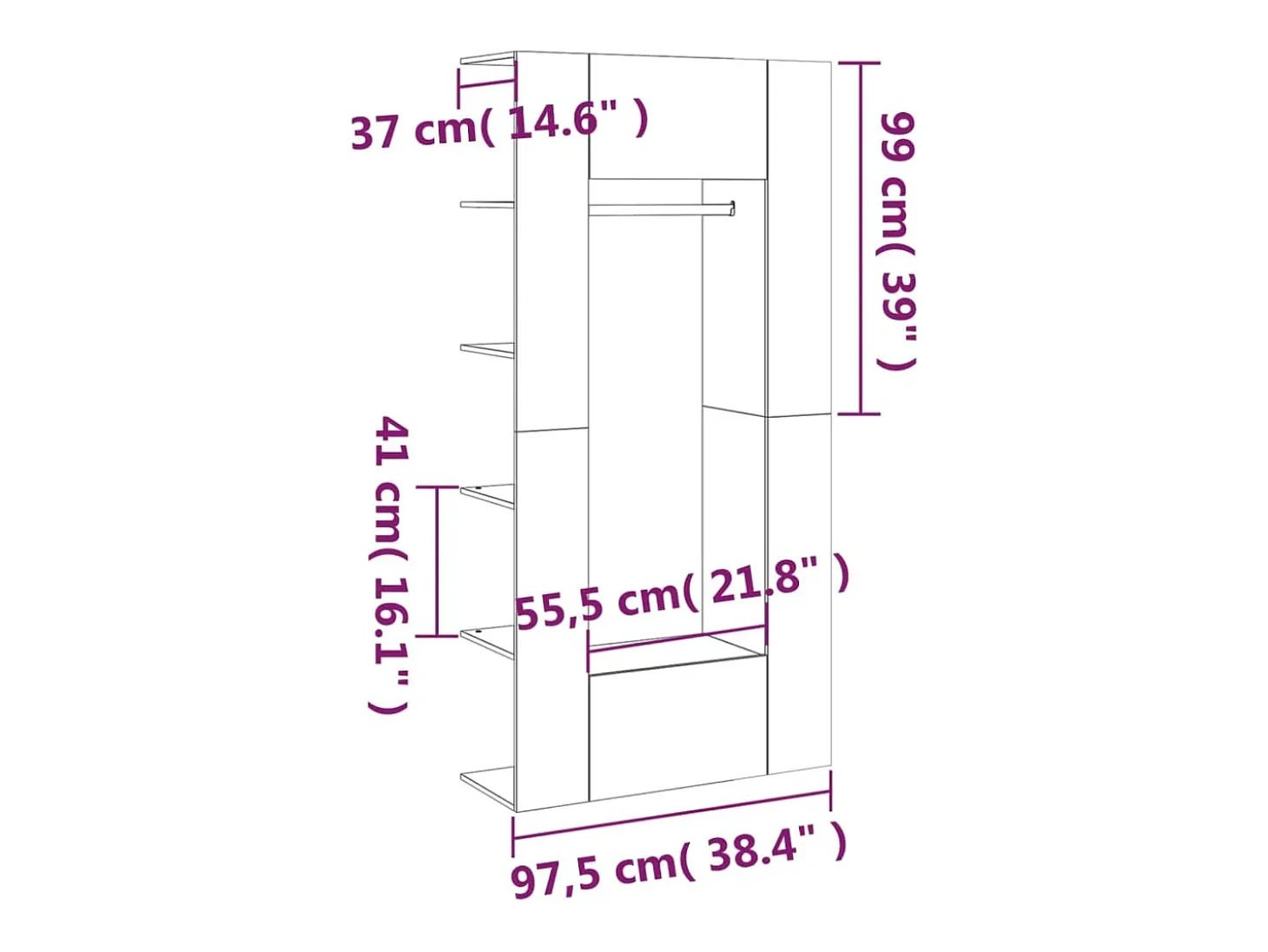 Mueble de recibidor 2 uds madera contrachapada roble ahumado