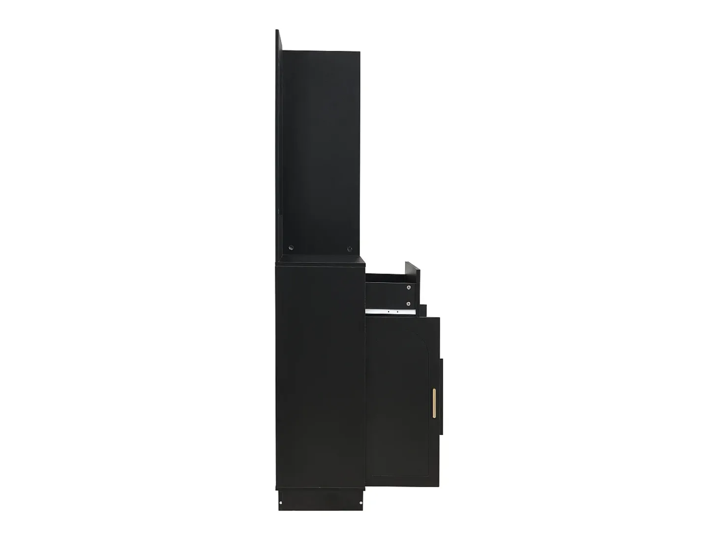 Mueble de recibidor con espejo, zapatero y banco - 110x33x185,5 cm - Negro