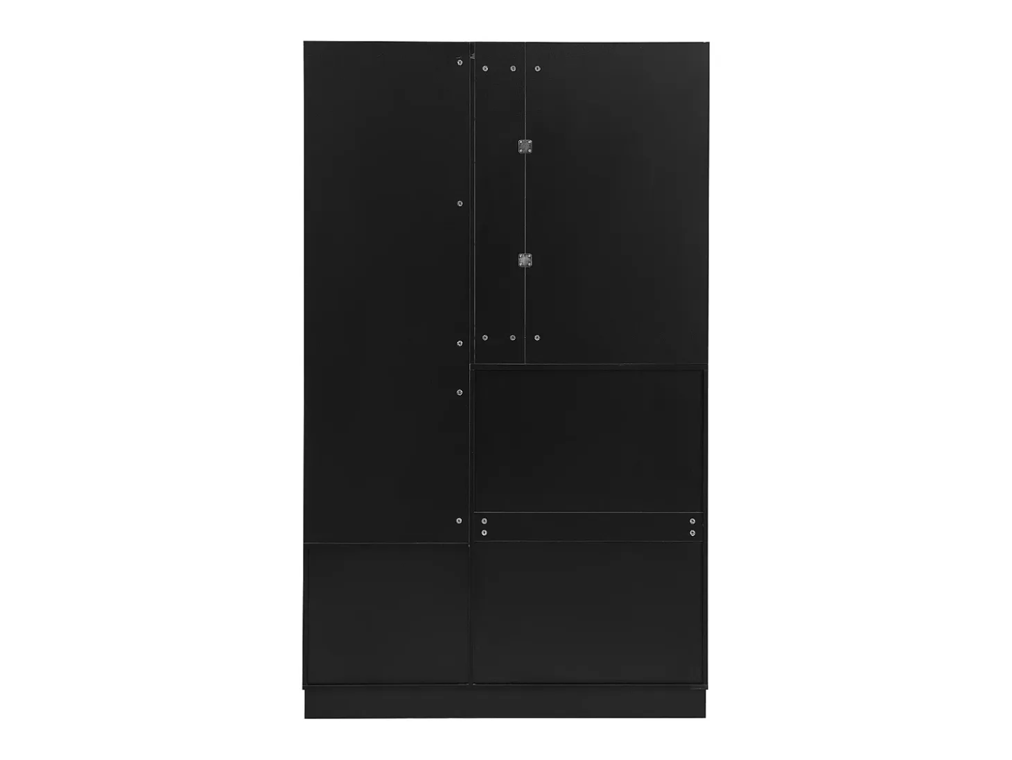 Mueble de recibidor con espejo, zapatero y banco - 110x33x185,5 cm - Negro