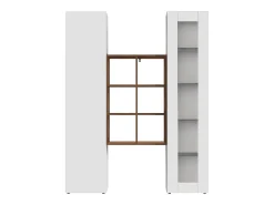 Mueble de salón blanco con vitrina librería y armario Teret WH
