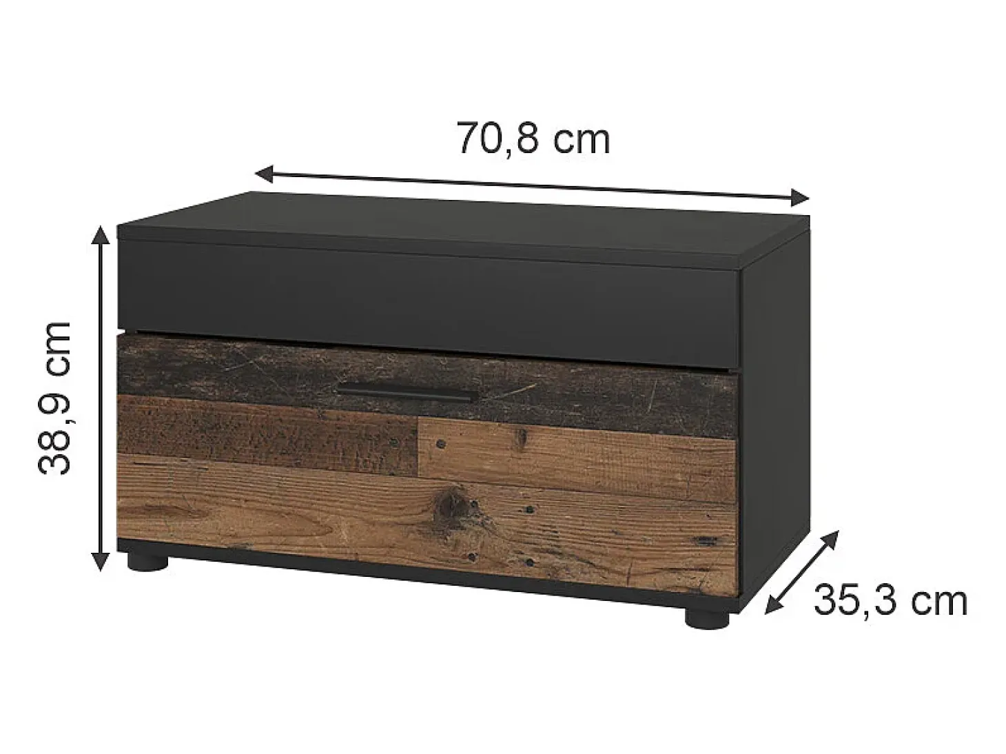 Mueble de salón negro/antiguo 70.8x35.3x38.9 berno