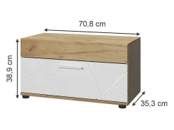 Mueble de salón oro potencia roble/blanco 70.8x35.3x38.9 berno