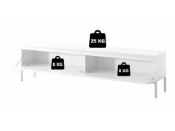 Mueble de TV - 175 cm - blanco con patas negras - BEMMI