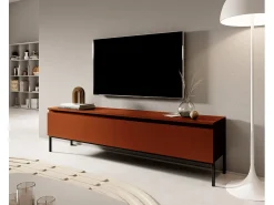 Mueble de TV - 175 cm - efecto ladrillo con patas negras - BEMMI
