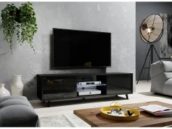 Mueble de TV - 140 cm - negro - LEFYR
