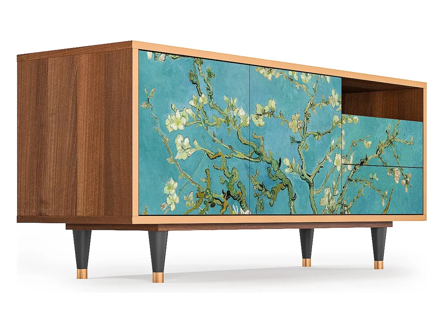 Mueble de TV - 125х56х41 cm - T7 - Almond Blossom, Nogal