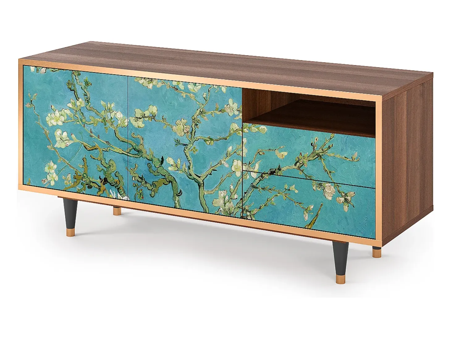 Mueble de TV - 125х56х41 cm - T7 - Almond Blossom, Nogal