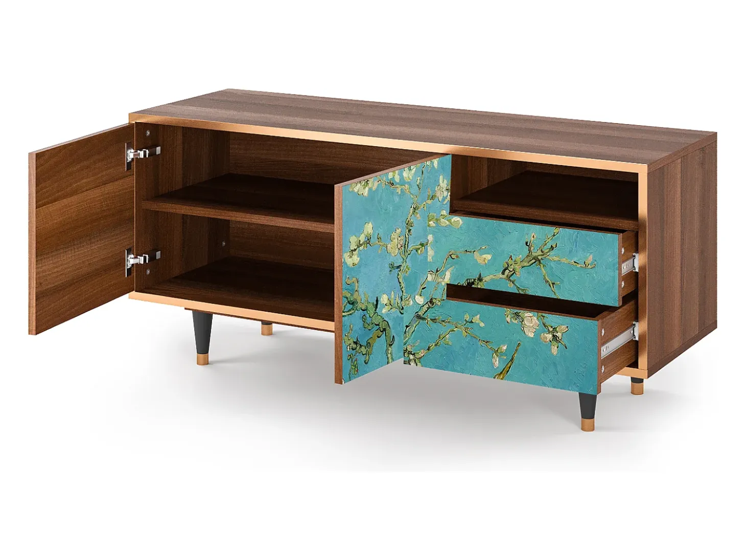 Mueble de TV - 125х56х41 cm - T7 - Almond Blossom, Nogal